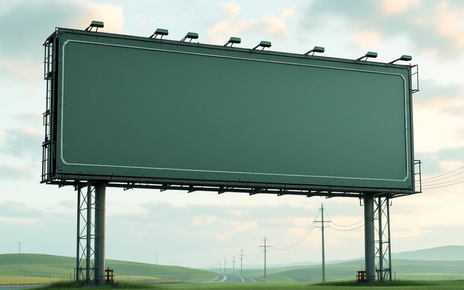 A highway sign gantry against flat sky